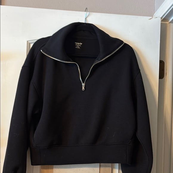Old Navy Black Zip Up Sweater with Sleek Neck scuba super soft - Picture 1 of 4
